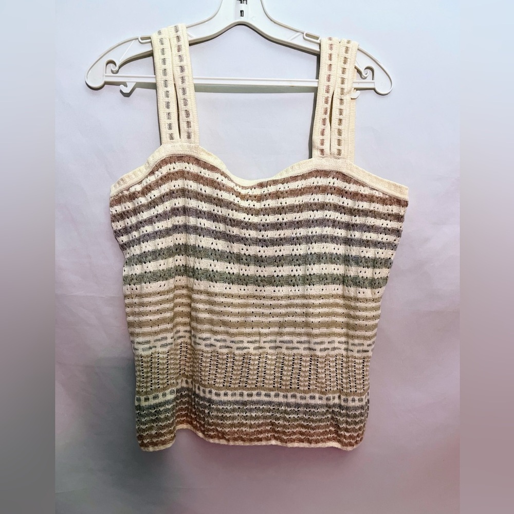 St. John Sport Womens Striped  Knit Tank Top multicolor  Size L